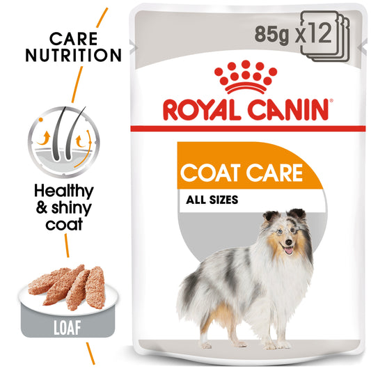 Royal Canin 12 x 85 gm Canine Care Nutrition Coat Care (Wet Food Pouches)
