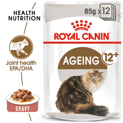 Royal Canin Feline Health Nutrition Ageing 12+ Gravy (Wet Food   Pouches) 12 x 85 g