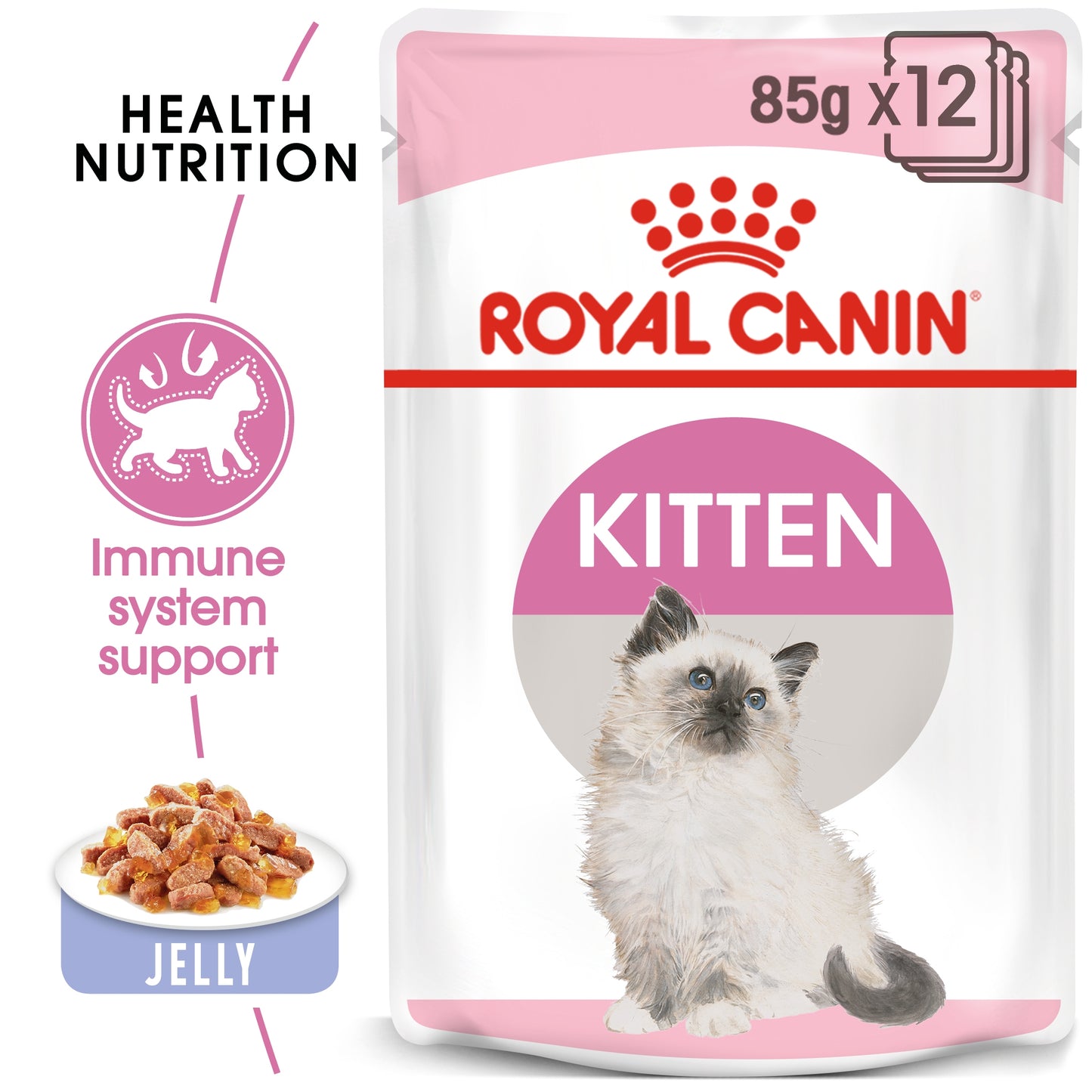Royal Canin 12 x 85 gm Feline Health Nutrition Kitten Jelly (Wet Food Pouches)