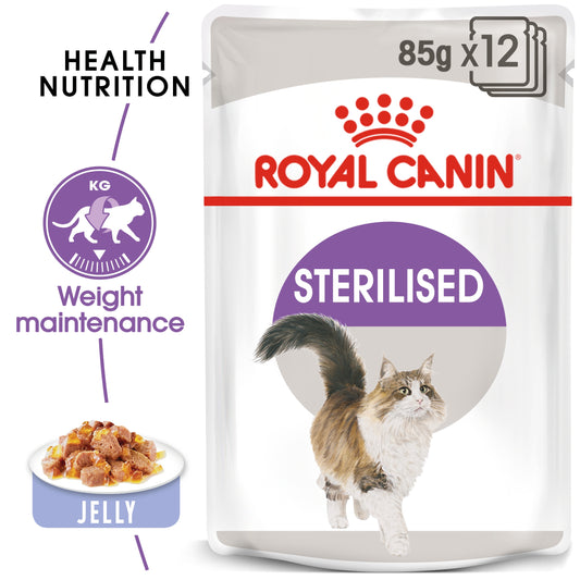 Royal Canin Feline Health Nutrition Sterilised Jelly (Wet Food   Pouches) 12 x 85 g