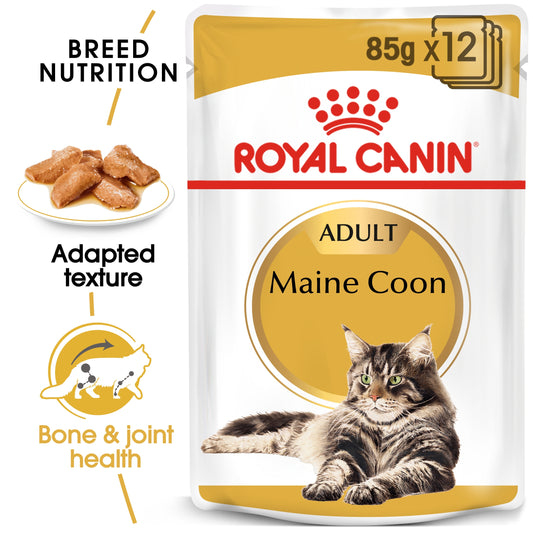 Royal Canin 12 x 85 gm Feline Breed Nutrition Maine Coon (Wet Food Pouches)