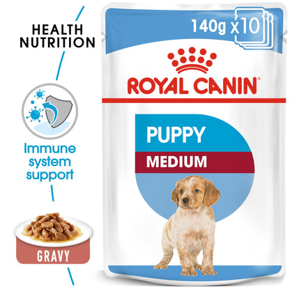 Royal Canin Size Health Nutrition Medium Puppy (Wet Food   Pouches) 10 x 140 g