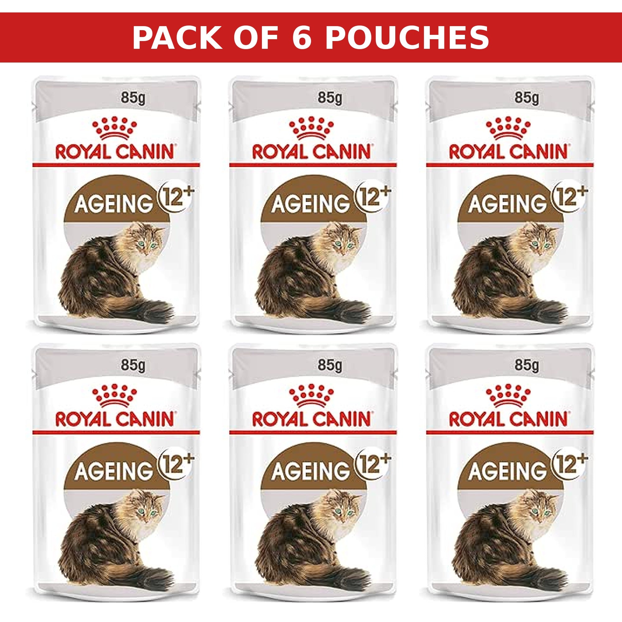 (Pack of 6 Pouches Only) x 85 gm Royal Canin Feline Health Nutrition Ageing 12+ Gravy