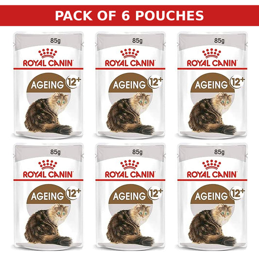 (Pack of 6 Pouches Only) x 85 gm Royal Canin Feline Health Nutrition Ageing 12+ Gravy