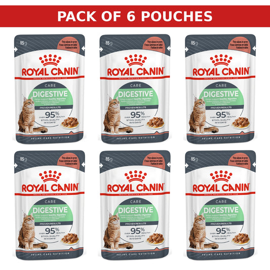 (Pack of 6 Pouches Only) x 85 gm Royal Canin Feline Care Nutrition Digest Sensitive Gravy