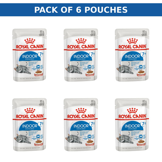 (Pack of 6 Pouches Only) x 85gm Royal Canin Feline Health Nutrition Indoor 7+