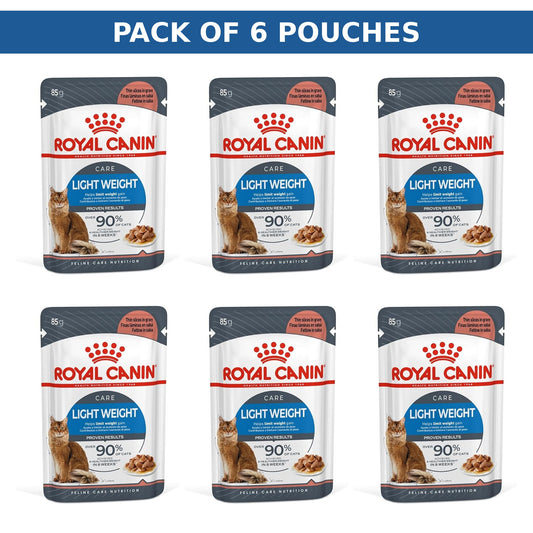 (Pack of 6 Pouches Only) x 85 gm Royal Canin Feline Care Nutrition Light Weight Care