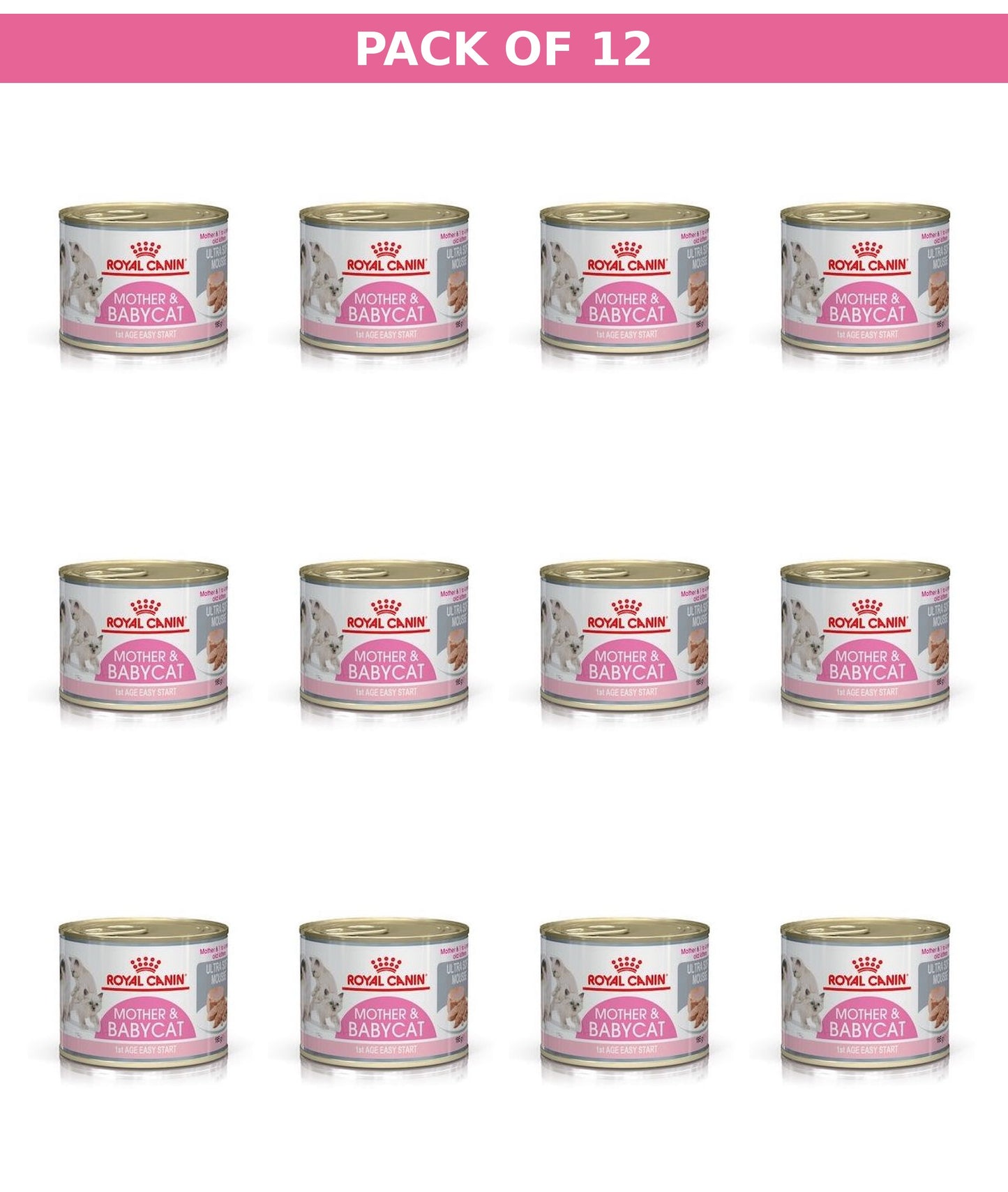 (Pack of 12 x 195gm) Royal Canin Feline Health Nutrition Mother & Babycat Mousse (Wet Food Cans) (Copy)