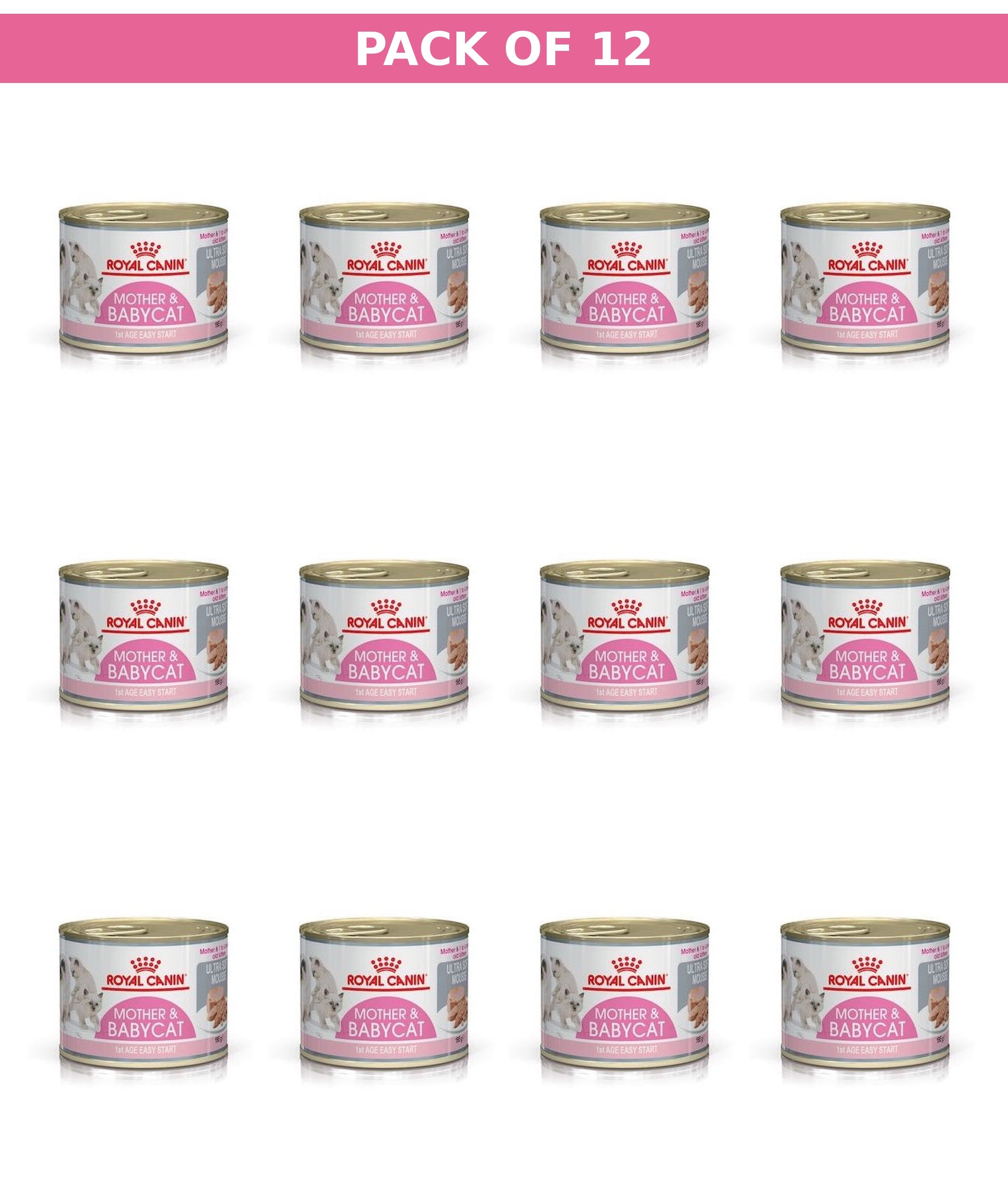 (Pack of 12 x 195gm) Royal Canin Feline Health Nutrition Mother & Babycat Mousse (Wet Food Cans) (Copy)