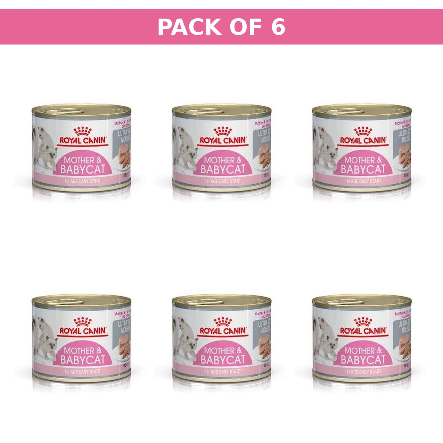 (Pack of 6 x 195gm) Royal Canin Feline Health Nutrition Mother & Babycat Mousse (Wet Food Cans)