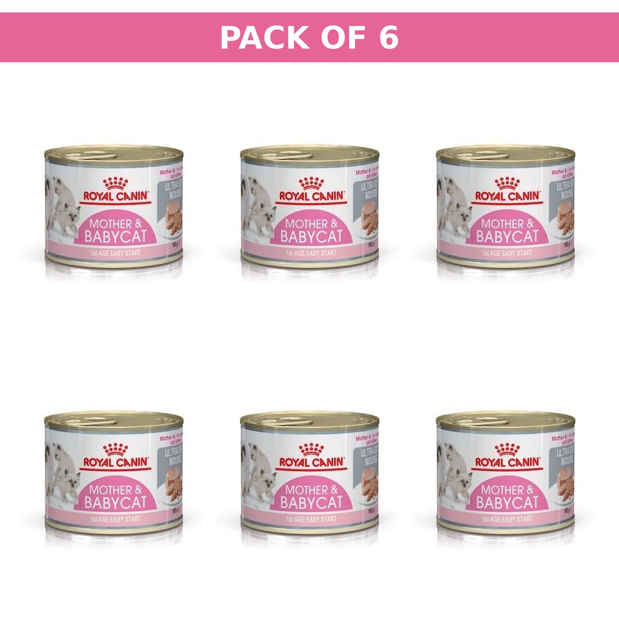 (Pack of 6 x 195gm) Royal Canin Feline Health Nutrition Mother & Babycat Mousse (Wet Food Cans)
