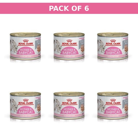 (Pack of 6 x 195gm) Royal Canin Feline Health Nutrition Mother & Babycat Mousse (Wet Food Cans)