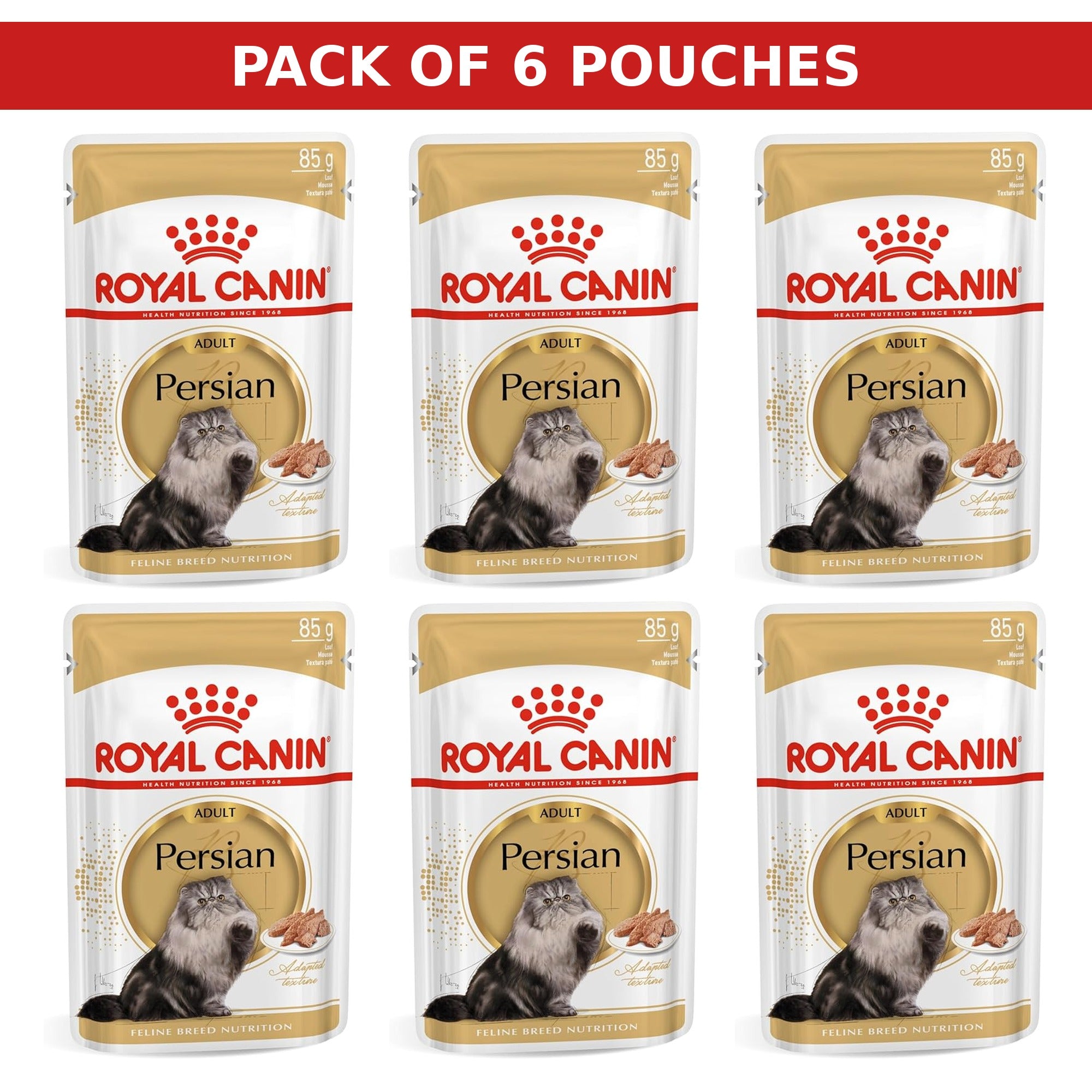 (Pack of 6 Pouches Only) x 85 gm Royal Canin Feline Breed Nutrition Persian