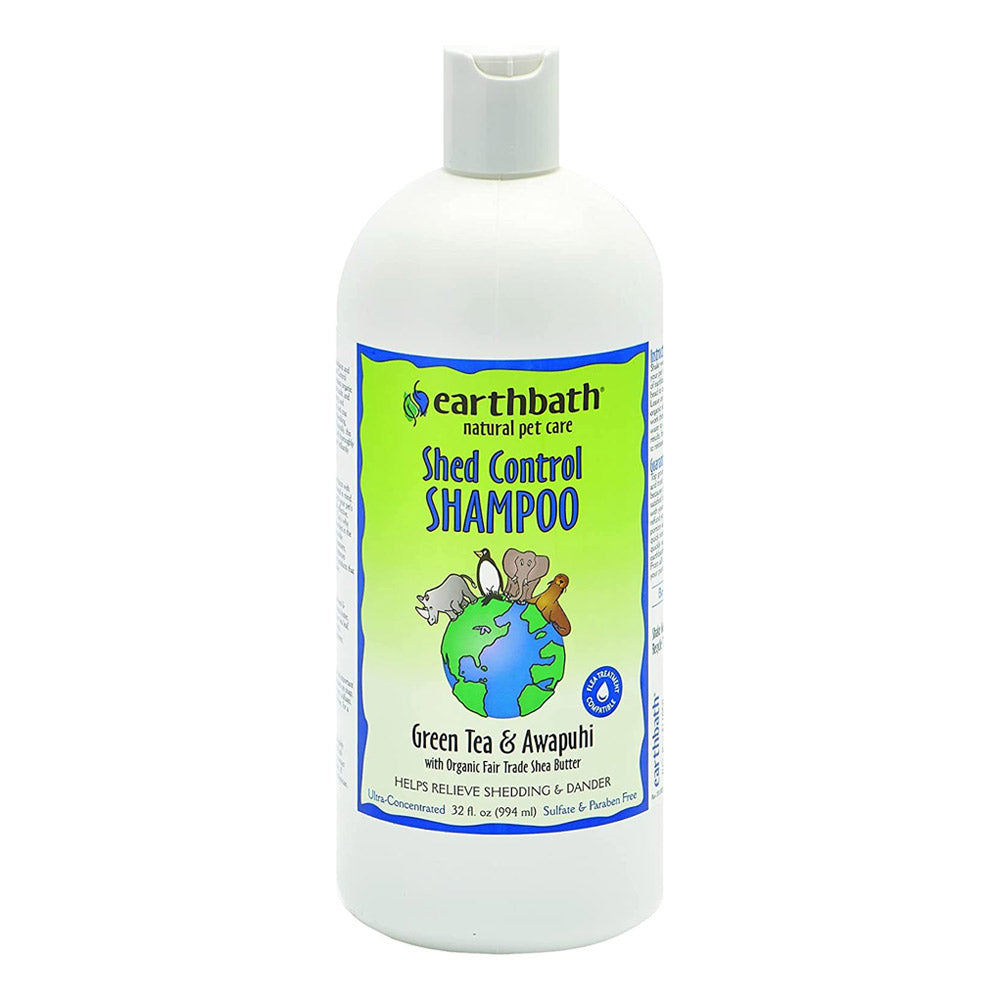 earthbath® Shed Control Shampoo, Green Tea & Awapuhi with Organic Fair Trade Shea Butter, Helps Relieve Shedding & Dander, Made in USA - 32 oz