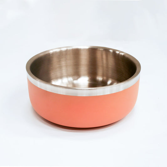Saluki Stainless Steel Double Wall Dog Bowls - Peach, 350 ML
