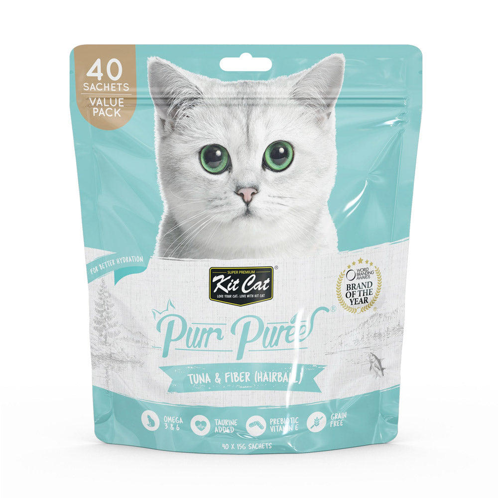 Kit Cat Purr Puree Tuna &amp; Fiber (Hairball) (40 Sachets Value Pack)