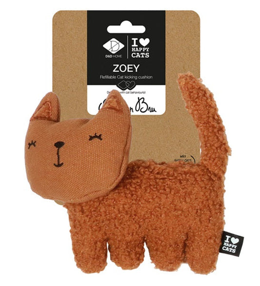D&D Home I Love Happy Cats Zoey Refillable Cat Kicking Cushion Cat Toy