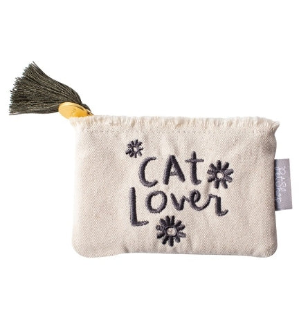 PetShop by Fringe Studio Cat Lover Daisies Canvas Coin Pouch