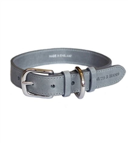 Mutts & Hounds Grey Leather Collar for Dogs