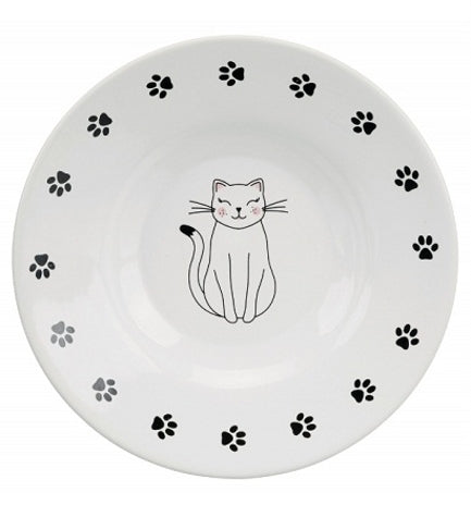 Trixie Ceramic Bowl Paw Print for Short-Nose Cat Breeds