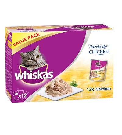 Whiskas 1+ Years Purrfectly Chicken Adult Wet Cat Food In Jelly 85G 10+2FREE