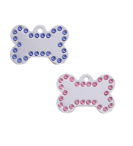 GoScribe Pet Tag Swarovski Silver Bone Tags