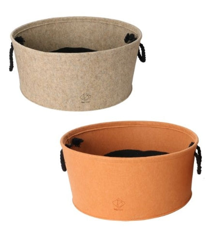 D&D Home Felt Cat Basket Bed with Handle