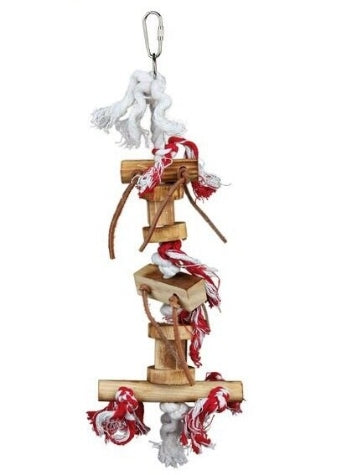 Trixie Wood & Leather Toy on Rope for Birds