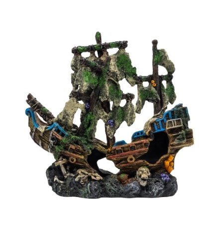 AquaSpectra Sunken Schooner Aquarium Decor