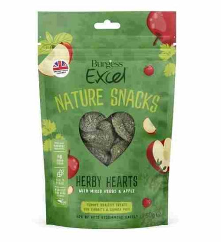 Burgess Excel Herby Hearts Small Pet Treats 60G