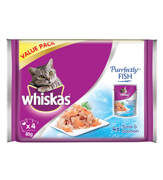 Whiskas Purrfectly Tuna Pouches Pack Wet Cat Food - 4X85G