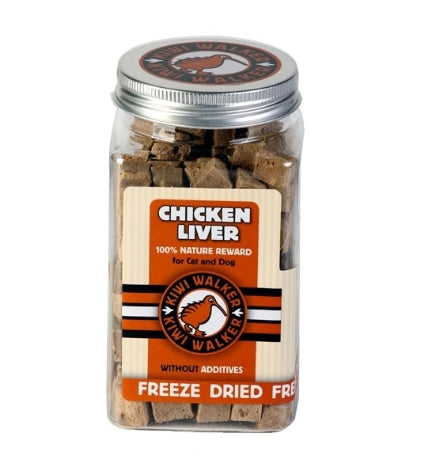KIWI WALKER Freeze Dried Grain Free Snack Chicken Liver Cubes Dog & Cat Treats 115G