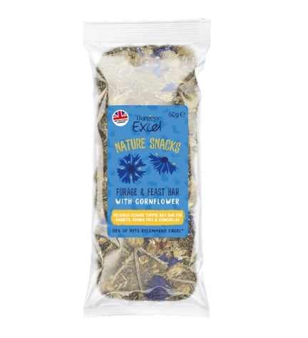 Burgess Excel Forage & Feast Hay Bar Cornflower Small Pet Treats 60G