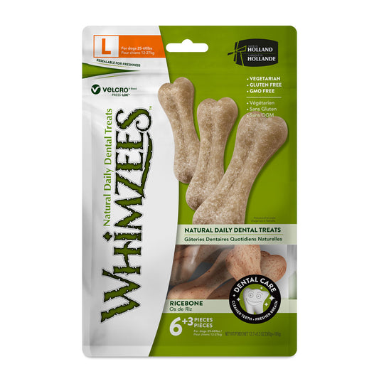Whimzees Rice Bone Dental Dog Treat - Large (9pcs)