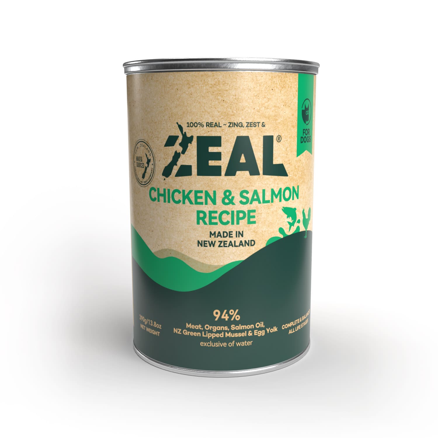 Zeal Grain Free Canned Dog Food 390g - (Chicken & Salmon Recipe)